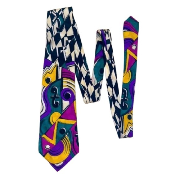 🔥 VERSACE VINTAGE 100% SILK Geometric Patterned Tie - Multicolor 🔥